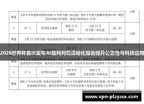 2026世界杯首次发布AI裁判判罚透明化报告提升公正性与科技应用
